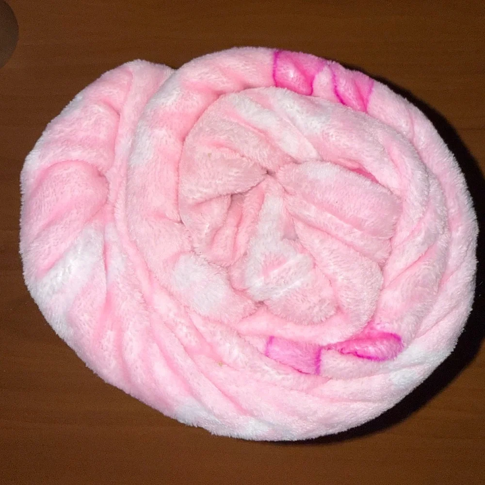 PEEPS Happy Easter Pink Plush Blanket / Throw with Bunnies, Bows and Dots.